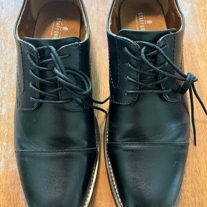 Stafford Black Leather Oxford Dress Shoes – Cap Toe, Size 10.5, Gently Worn